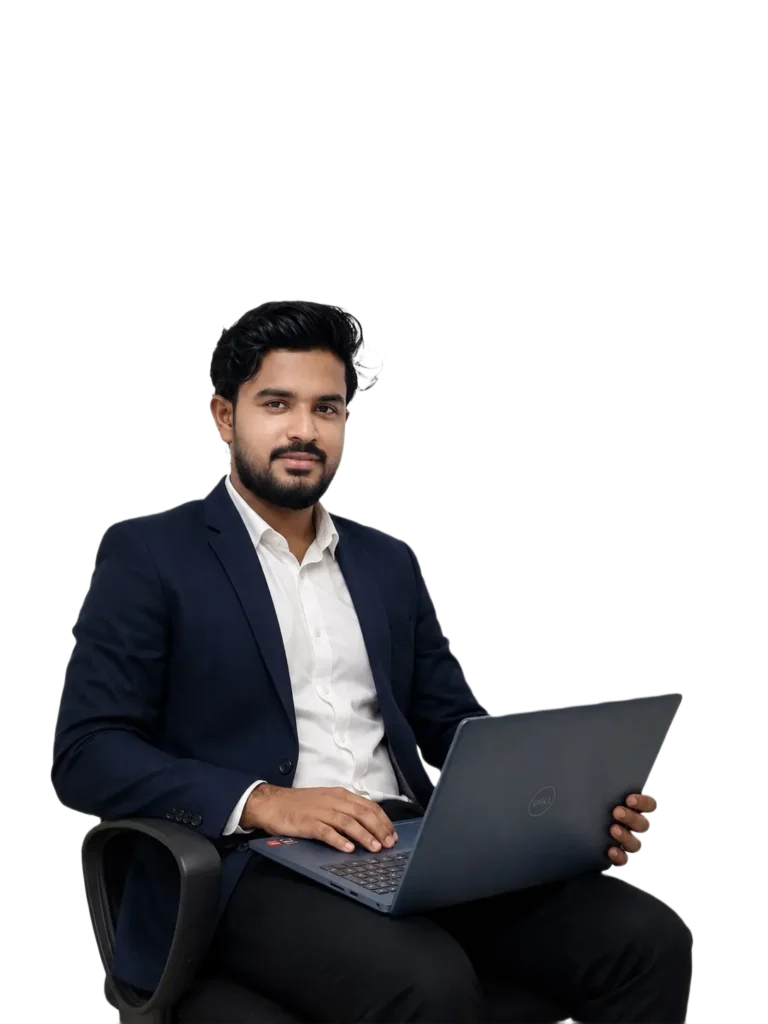 photo of me holding lap top best digital marketer in kasaragod